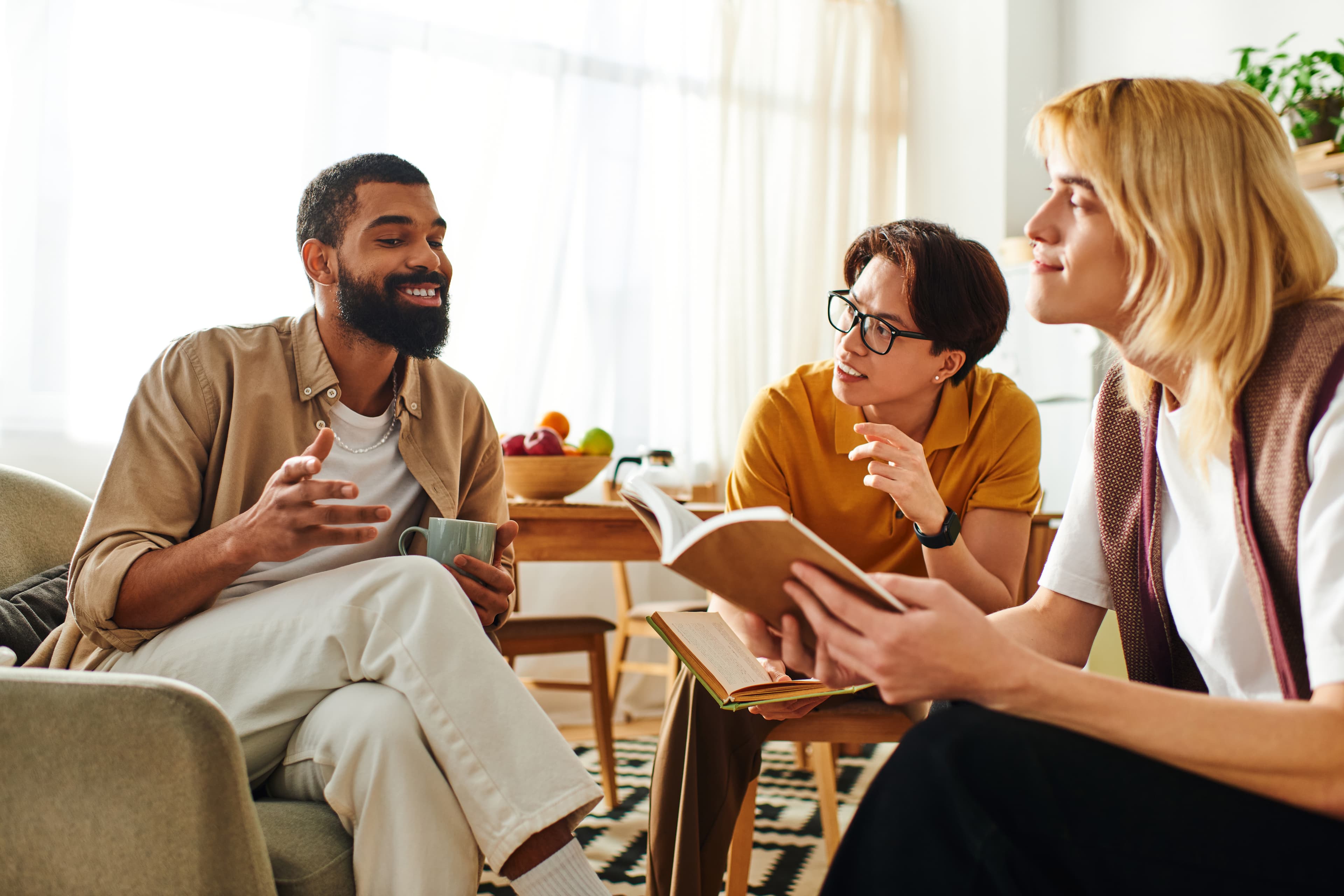 Neighbors sharing a moment in their building community